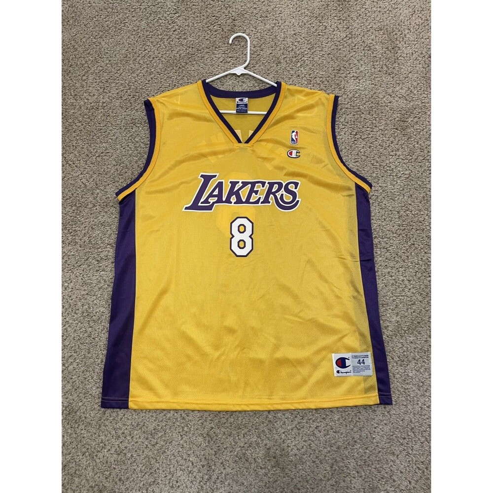 Vintage Champion Basketball Jersey Mens 44 Gold Kobe Bryant Lakers 8 Rare NBA